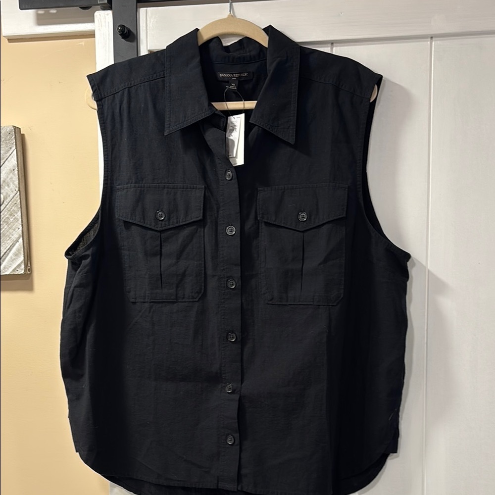 Sleeveless Cotton Button Down